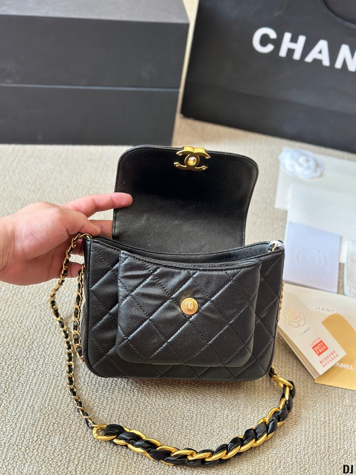 007 €110 CHANEL miniflag bag black gold bull 20*15 | album | Whatsapp：+852 6900 8591 | Supplier Product Catalog